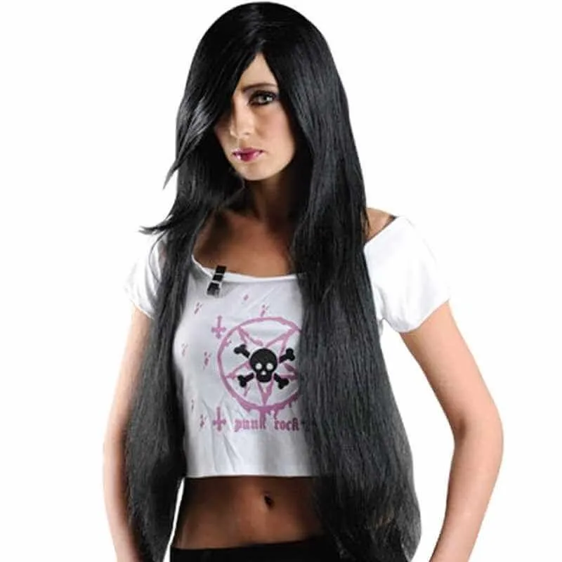 Jourdefete Perruque Manga Femme Noir