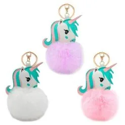 Jourdefete Porte Clé - Licorne Pompon - Coloris Au Choix